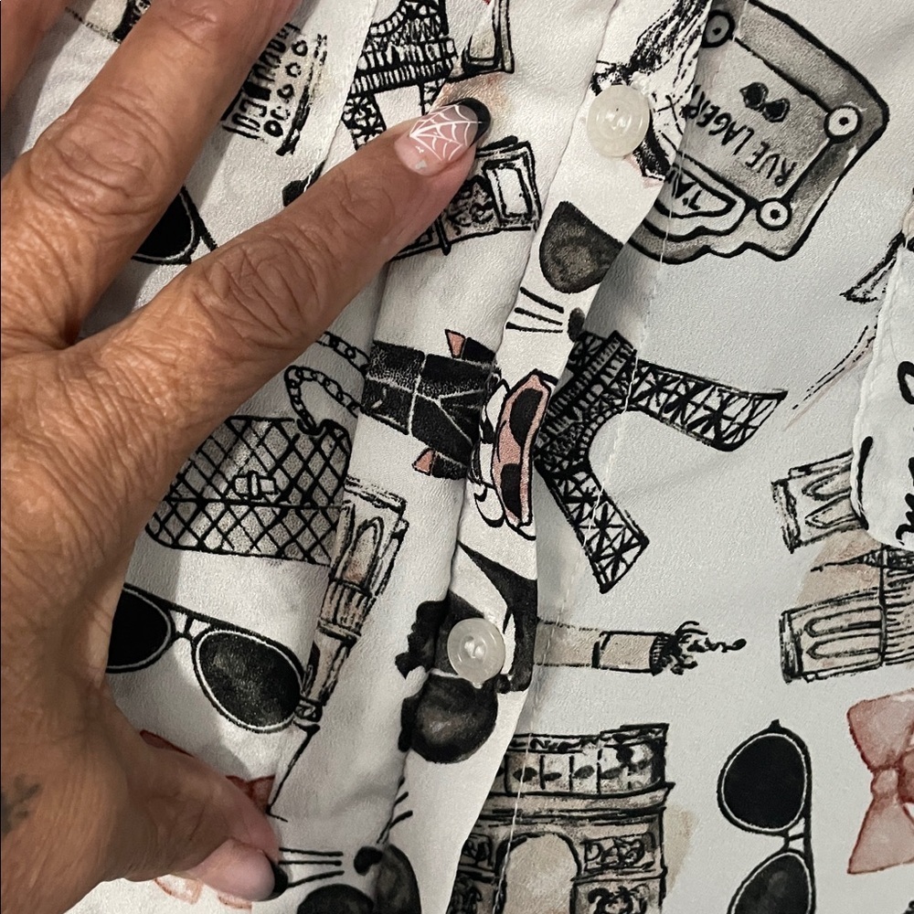 Karl Lagerfeld Graphic Print Button-Down Shirt - Picture 5 of 9